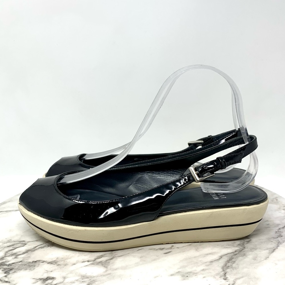 Stuart Weitzman Peep Toe Slingback Flatform Two T… - image 3